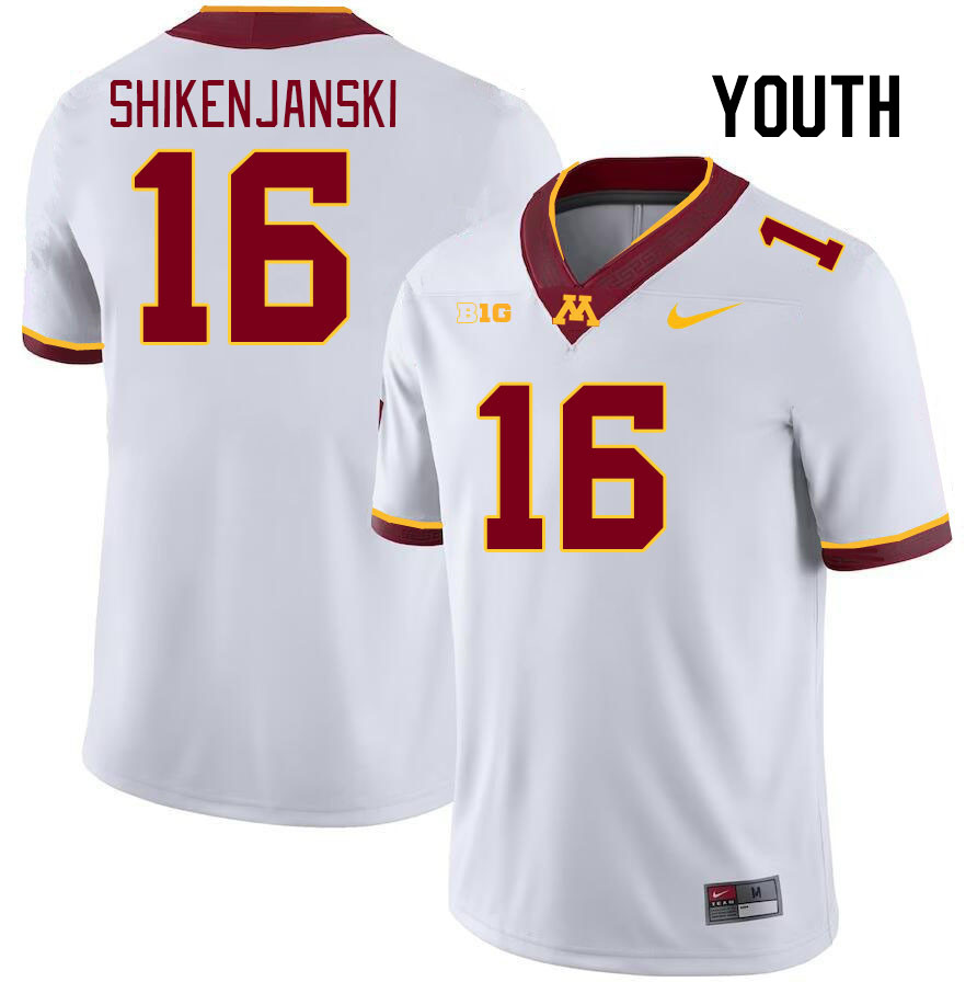 Youth #16 Max Shikenjanski Minnesota Golden Gophers College Football Jerseys Stitched Sale-White